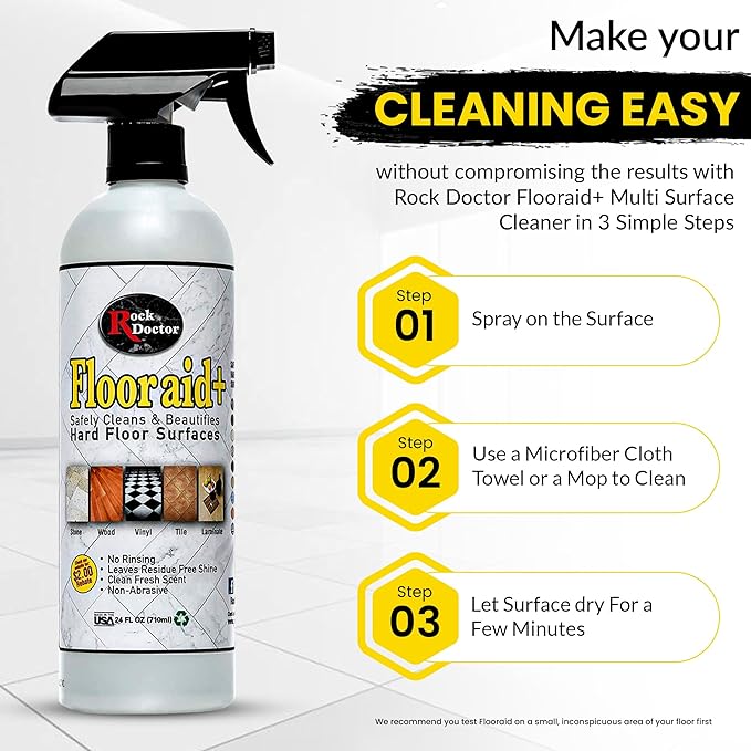Flooraid Rock Doctor Multi-Surface Floor Cleaner Combo Pack, 64 oz and 24 oz – Cleans Vinyl, Ceramic Tile, and Stone