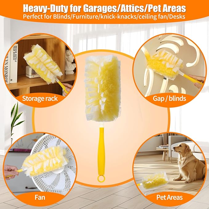 50 Count 360° Heavy Duty Duster Refills Compatible with Swiffer, Larger Size-Extra Thick Electrostatic Disposable dusters Refill for Electronics, Furniture, Blinds, Ceiling Fans, Unscented