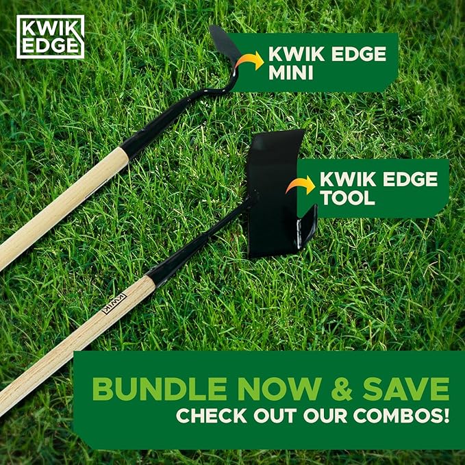 Weeder & Lawn Edger for Landscaping - Manual Edgers, Edging Shovel for Precise Clean Borders, Garden Cultivator Long Handle for Tight Spaces, Long Handle Garden Tools Landscaping - KWIK EDGE Duo