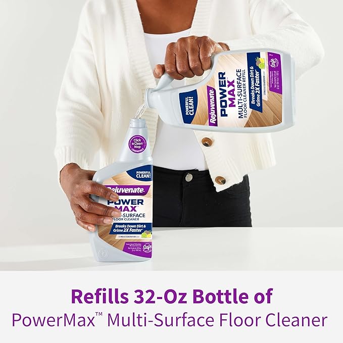 Rejuvenate PowerMax Multi-Surface Floor Cleaner, 64 Ounces, Breaks Down Dirt And Grime On Sealed Hardwood, Tile, Vinyl, Laminate To Deliver A Powerful, Deep Clean With Citrus And Cedarwood Scent
