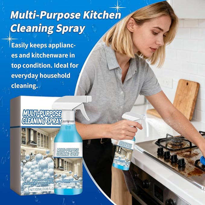 2Pcs Spray Splash Cleaner, New Multi-Purpose Handheld Degreaser for Kitchen, Powerful Splash Spray Oven Cleaner, Upgraded Cleaning Spray for Home, Convenient Grime Remover Sprays with Towel+Sponge