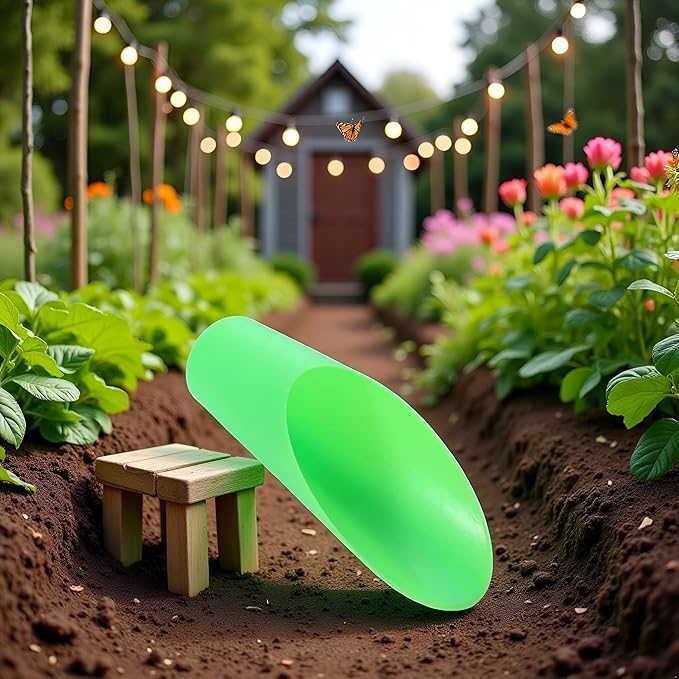 Plastic Garden Soil Scoops, Cup Spade Shovel Mini Colorful Soil Scoops Plant Potting Shovels Bucket Shovel Gardening Tools Hand Tools Shovels (Green)