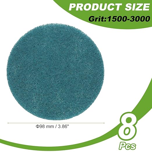 Power Scrub Pads, Scrubbing Pads 1500 Grits Scouring Discs - Fitting for (Home Kitchen Cleaning - Drill Attachment - Scrubber Replacement) 8 Pcs & 4 Inch & Blue