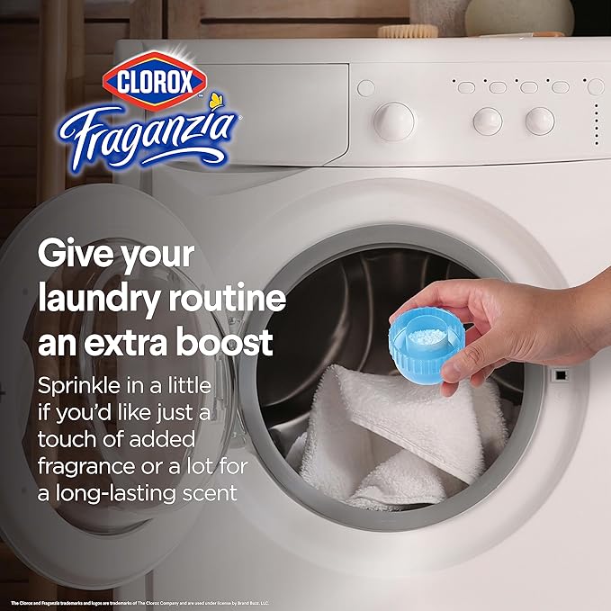 Clorox Fraganzia Laundry Scent Booster Crystals, In-Wash Fragrance Beads for Fresh-Smelling Clothes & Linens, Safe for All Fabrics & Colors, Linen Scent, 18 Oz, 2 Pack