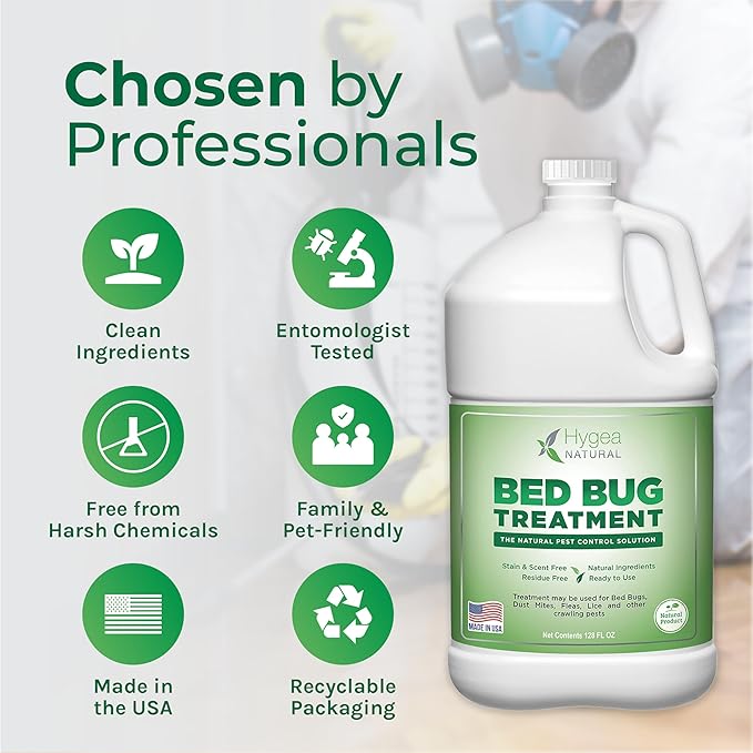 Hygea Natural Lice, Mite, and Bed Bug Natural Spray - Child & Pet Friendly - Immediate results - Stain & Odor Free (128 Ounce)