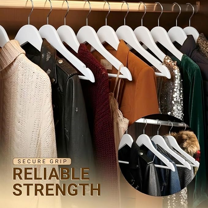 Utopia Home Premium Wooden Hangers 30 Pack - Durable & Slim Coat Hanger - Suit Hangers with 360-Degree Rotatable Hook - Wood Hangers with Shoulder Grooves (White Color)