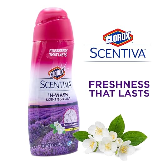 Clorox Scentiva Scent Booster Beads Laundry Freshener, Tuscan Lavender & Jasmine Scent | In-Wash Laundry Scent Booster Beads for Fresh Clothes and Linens, 9.7 Ounce, 6 Pack