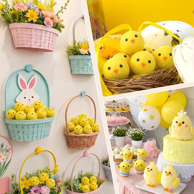 Jenaai 6 Pcs Wool Dryer Balls Bulk for Easter Laundry Basket Cute Organic XL Wool Dryer Laundry Balls Natural Soft Fabric Softener Anti Static Fabric Softener Alternative for Clothes(Easter Chick)