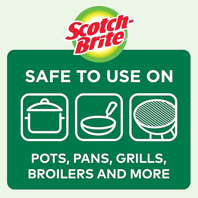 Scotch-Brite Copper Coated Scrubbing Scour Pads, 3 Scouring Scrubber Pads (Pack of 2)