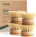 Vove Bamboo Dish Brush Replacement Heads, 4 Pack - FSC-Certified Bamboo - Natural Fiber Bristles - Compatible with Vove Dish Brush - Non-Toxic, Plastic-Free