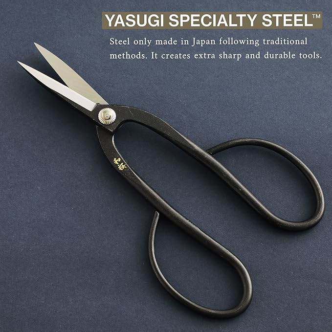 Wazakura Bonsai Tool Kit Made in Japan, Yasugi Steel Ashinaga Bonsai Scissors 8.2 inch (210mm) + Concave Branch Cutter 8 in (200mm) Starter Set (Yasugi Steel Ashinaga Scissors + Concave Branch Cutter)