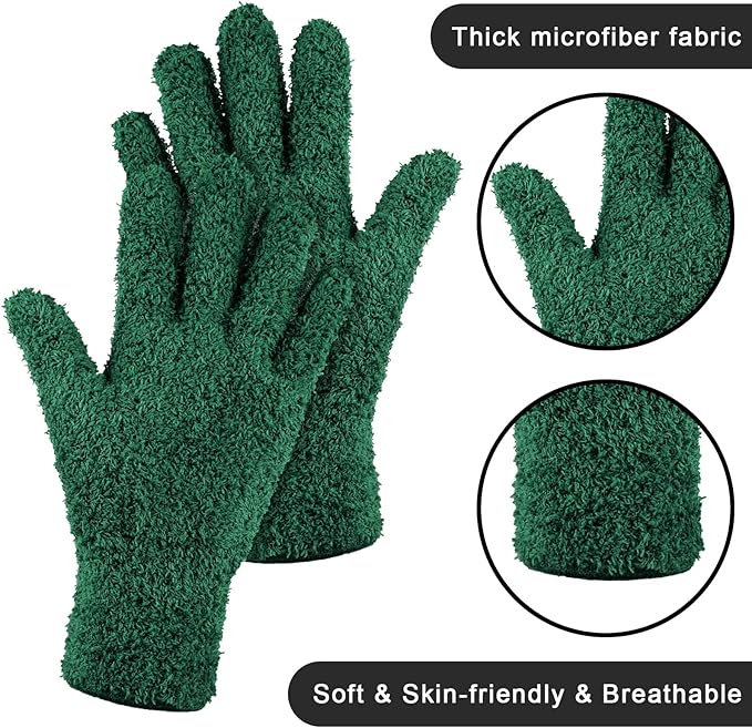 Patelai 3 Pairs Microfiber Plant Dusting Gloves Leaf Cleaning Gloves for Indoor Plants, Blinds, Furniture, House (Brown,Dark Green,Dark Red,Medium)