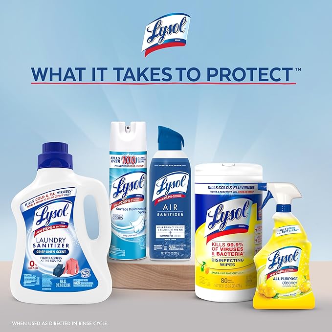 Lysol Laundry Sanitizer Additive, Free & Clear, Free from Fragrance and Dyes, 0% Bleach Laundry Sanitizer, Bacteria-causing Laundry Odor Eliminator, Unscented, 90 Fl Oz (Pack of 1) - Package May Vary