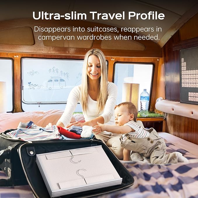 ALLTIDYUP Extra Deep Hanging Closet Organizers and Storage, 5-Tier Closet Hanging Organizer with 4 Mesh Pockets, Heavy-Duty Closet Shelves for Clothes and Hats, Ideal for Dorms and RVs, 1-Pack, White
