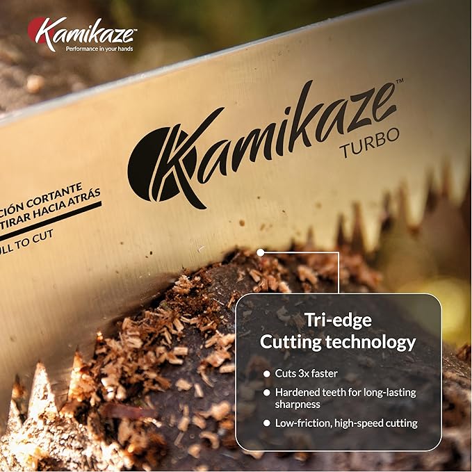 EZ Kut Kamikaze Straight Blade Pruning Saw – 18" Heavy Duty SK5 Carbon Steel – Japanese Pull-Cut Technology – Ergonomic Anti-Fatigue Grip – Tree Trimming Hand Saw with Scabbard