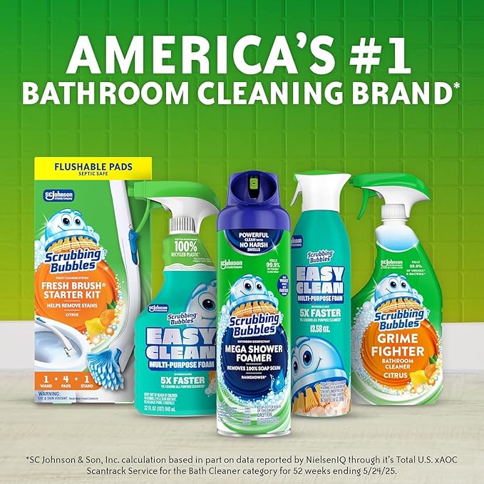 Scrubbing Bubbles Mega Bathroom and Shower Foamer Aerosol, Rainshower Scent, 20oz