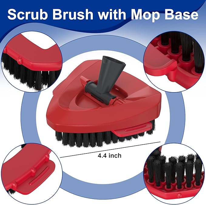 Scrub Brush with Mop Base for 2-Tank Spin Mop Systems, Triangle Floor Scrubber Head Replacement with Stiff Nylon Bristles for Tile & Hard Floor Deep Cleaning – 1 Pack