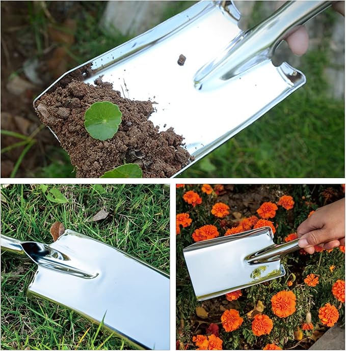 Garden Shovel Trowel Hand Shovels, Stainless Steel Gardening Tools for Transplanting Weeding Moving and Smoothing Digging Planting (3)