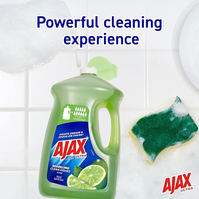 Ajax Dish Soap, Liquid, Vinegar and Lime | 90 oz Bottle | Pack of 2 | Ultra Formula
