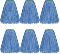 Matthew Cleaning 16oz 6Pack Cotton Floor Mop,Cotton Looped-Open String Heavy Duty String Mop Refills, Universal Headband Blend,Mop Head Replacement for Home, Industrial and Commercial Use(Blue)