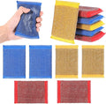 6 Pack Steel Wool Scrubber Sponges, Heavy Duty Stainless Steel Scouring Pads Reusable Non Scratch Metal Sponges Hand-Friendly Kitchen Cleaning Tool for Pots and Pans Tough Grease & Grime (3 Colors)