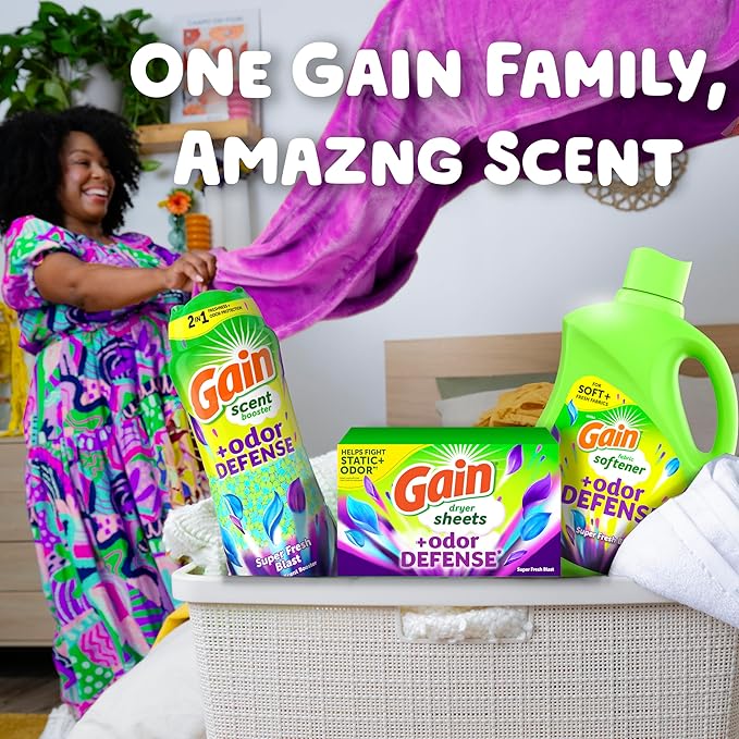 Gain Odor Defense In-wash Scent Booster, Super Fresh Blast scent, 16 OZ, 2 in 1 Freshness plus Odor Protection, laundry scent beads