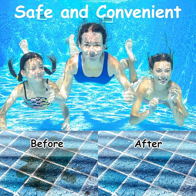 Geiserailie 3 Pieces Pool Pumice Stone with Handle Erase Rust Stain Spot Remover Pool Tile Calcium Cleaning Tools Pumice Sticks Stone for Concrete Plaster Pool Spa Toilet Bowl Ring Calcium Tub