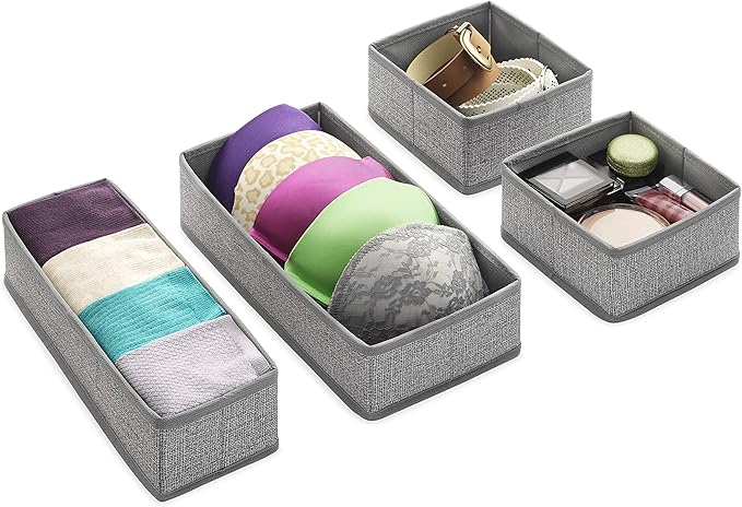 Whitmor 6283-9871 Set of 4-Crosshatch Gray Drawer Organizer (Pack of 2)