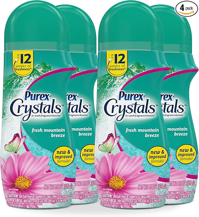 Purex Crystals in-Wash Fragrance and Scent Booster, Fresh Mountain Breeze, 15.5 Ounce (Pack of 4)