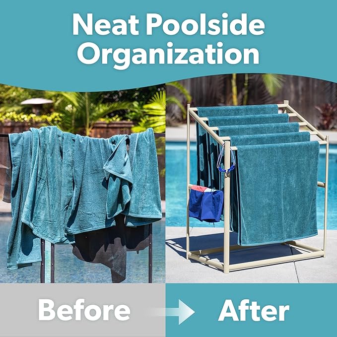Coast Modern Pool Towel Rack – Choose Your Color - Outdoor & Indoor 5 Beach Towel PVC Drying Rack