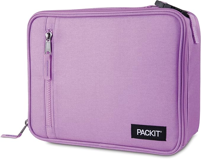 PackIt(R) Freezable Classic Lunch Box, Lavender, Built with EcoFreeze(R) Technology, Fully Freezable, Collapsible, Reusable, With Zip Front Pocket and Buckle Handle, Designed for Fresh Lunch On the Go