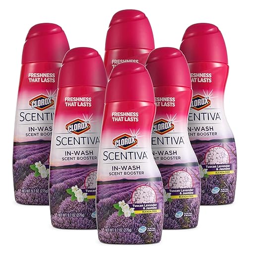 Clorox Scentiva Scent Booster Beads Laundry Freshener, Tuscan Lavender & Jasmine Scent | In-Wash Laundry Scent Booster Beads for Fresh Clothes and Linens, 9.7 Ounce, 6 Pack