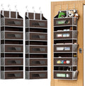 5 Tier Over The Door Organizer - Large Capacity Behind Door Hanging Shelves with 10 Mesh Pockets and Clear Windows, Closet Organizers and Storage for Bathroom, Bedroom, Nursery, 2 Pack Brown