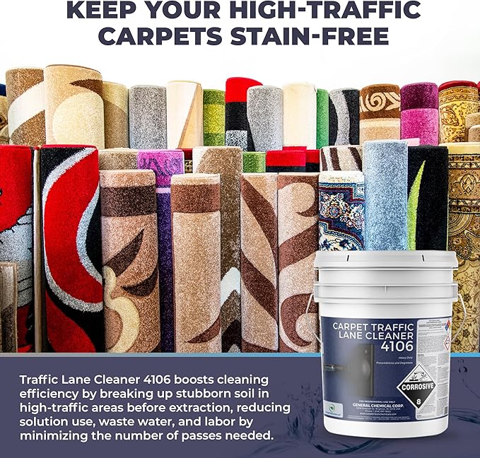 Carpet Traffic Lane Cleaner 4106 - Concentrated Carpet Pre Treatment Stain Remover - Incredible Stain Remover - Floor Covering Solution - Ideal for Industrial & Home Rug Cleaning - 5 Gal