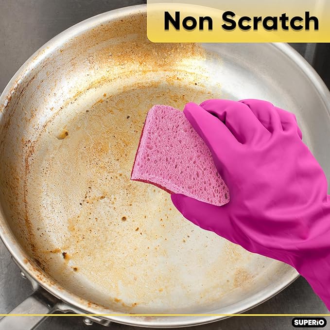 Kitchen Sponges for Washing Dishes, Non-Scratch Cellulose Dish Scrub Sponges, Cleaning Sponges for Household Use, Safe Cleaning Products, Kitchen Sponges Pack of 24, by Superio