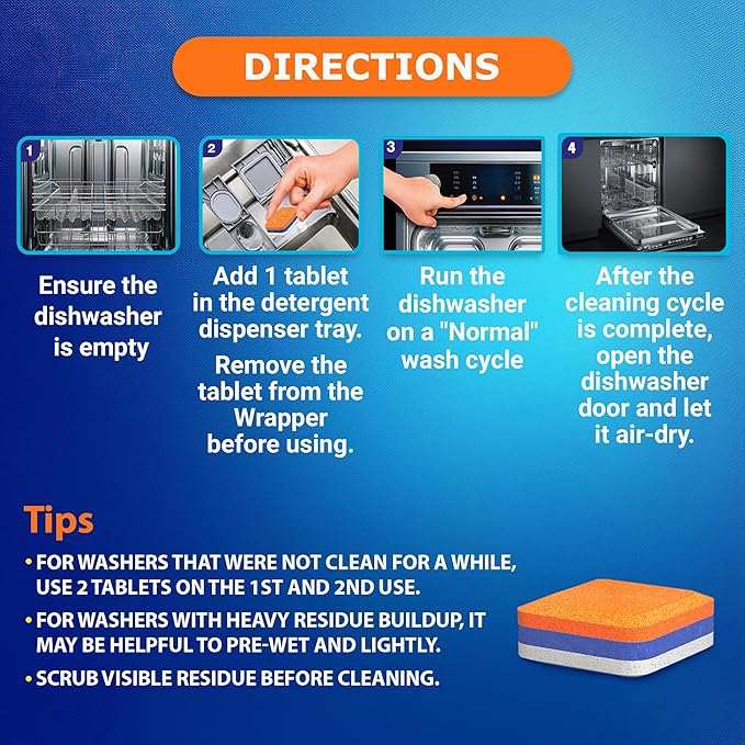 Washing Machine Cleaner Tablets for Pet Owners 28 Pack & Dishwasher Cleaner Deodorizer Descaler Tablets 28 Pack Bundle - 1 Plus Year Supply - Septic Safe Eco Friendly Formula