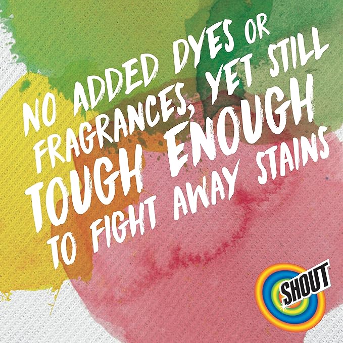 Shout Free Laundry Stain Remover Spray, Active Enzyme Formula is Fragrance, Bleach, and Dye Free, Removes Everyday Stains including Baby Stains - 22oz Spray (Pack of 2)