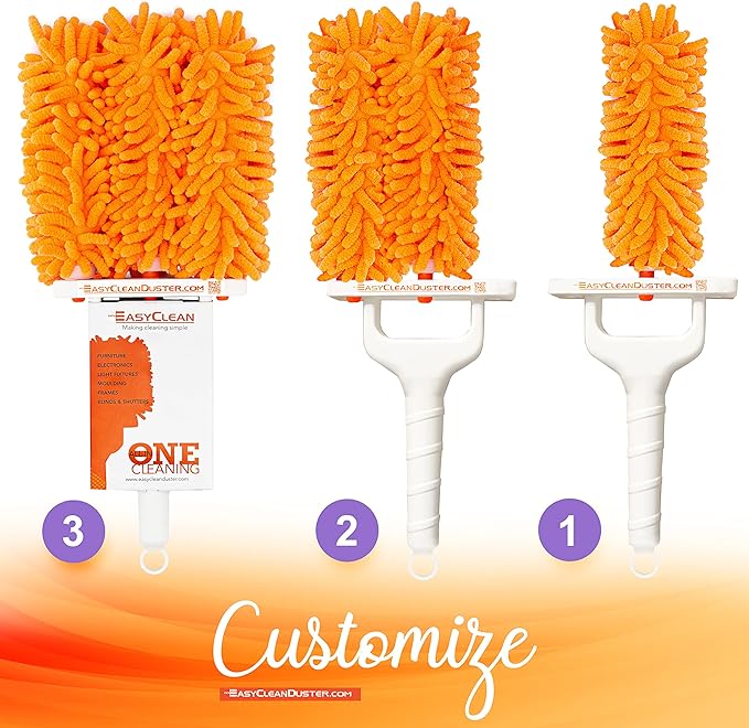 EasyClean Microfiber Duster for Blinds - Multi-Surface Microfiber Dusters for Cleaning - Blind Cleaner Duster Tool - Baseboard Cleaner Tool with Handle - Blinds Cleaner Tool - Use as Damp Duster