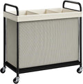 ELYKEN Laundry Hamper 3 Section, 120L Rolling Laundry Sorter with Removable Liner Bag, Laundry Basket with Wheels, Steel Frame with Metal Handle, Clothes Hamper Cart for Laundry Room & Bedroom