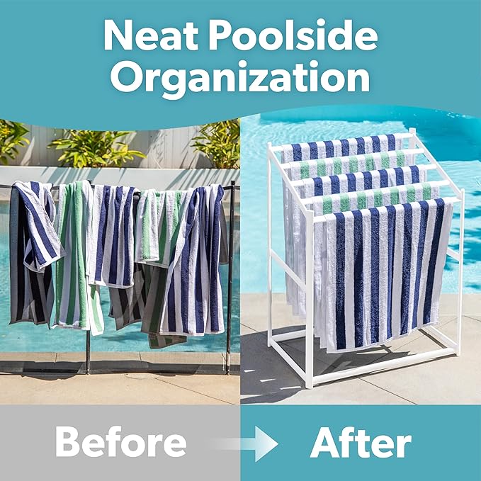 Coast Modern Pool Towel Rack – Choose Your Color - Outdoor & Indoor 5 Beach Towel PVC Drying Rack