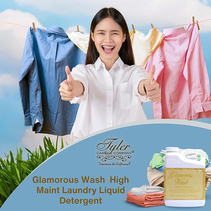 Worldwide Nutrition Bundle Compatible with Tyler Candle Company Glamorous Wash High Maintenance Scent Fine Laundry Liquid Detergent - Hand and Machine Washable - 16 oz, 454-gram Container w/Keychain