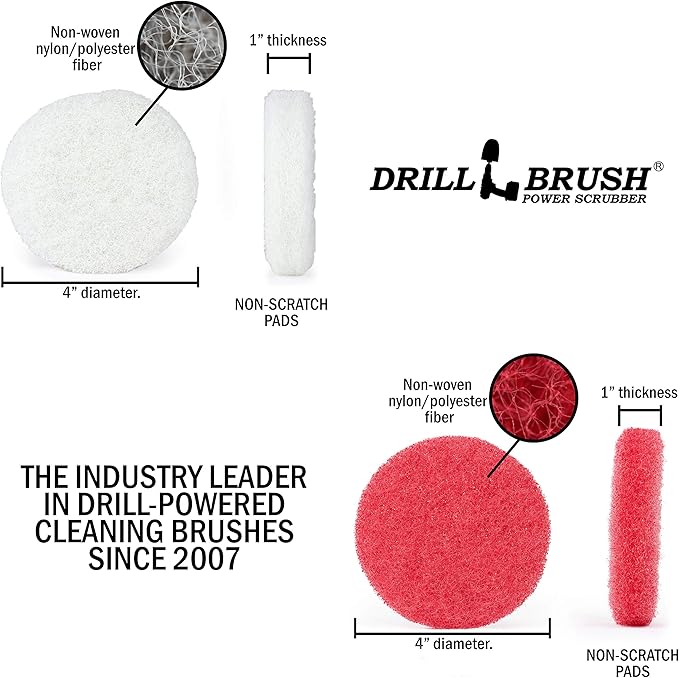 Bathroom - Cleaning Supplies - Drill Brush Power Scrubber Pads - Shower Cleaner - Bathtub - Bath Mat - Bathroom Sink - Tile Cleaner - Baseboard Cleaner - Vinyl Flooring - Hard Water Stain Remover