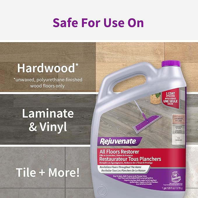 Rejuvenate All Floors Restorer Fills Scratches, Shines And Protects All Floor Types, Including Hardwood, Laminate, Vinyl And Tile, 1 Gallon, 2 Pack