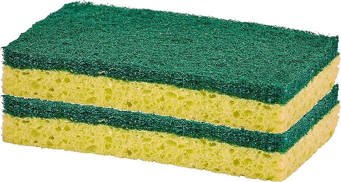 Scrubee Heavy Duty Scrub Sponge with Scouring Pad, Kitchen Dishwashing, Sink, Pot, and Frying Pan Cellulose Scrubber Sponge Non-Scratch, by Superio, 2-Pack (4.5" Sponge)