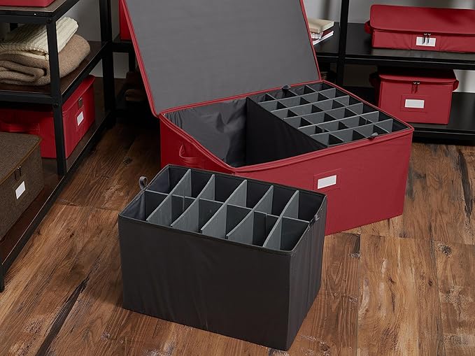 Covermates Keepsakes - Adjustable Zip-Top Storage Box - Configurable FlexGrid Compartments - Heavy Duty Polyester- Reinforced Handles - Stackable Design - Indoor Storage, Red Heather