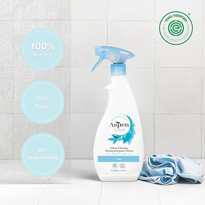 AspenClean | Glass Spray Cleaner | Streak-Free Window & Mirror Cleaner | Multi-Surface Cleaner| Non - Toxic | 100% Natural | EWG Verified | Pack of 2