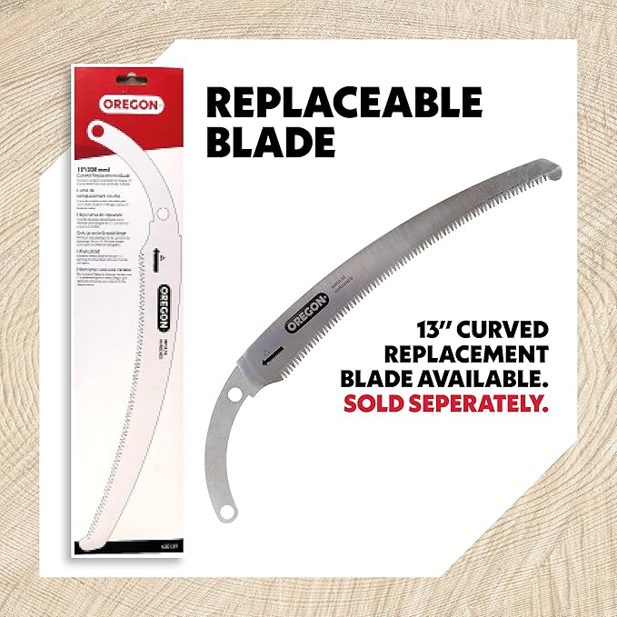 Oregon (600136) Curved Premium Japanese High-Carbon Steel Hand Saw, Rust Proof Forestry/Pruning/Cutting Tool, Curved Blade with Scabbard Safety Sheath,Red,13"