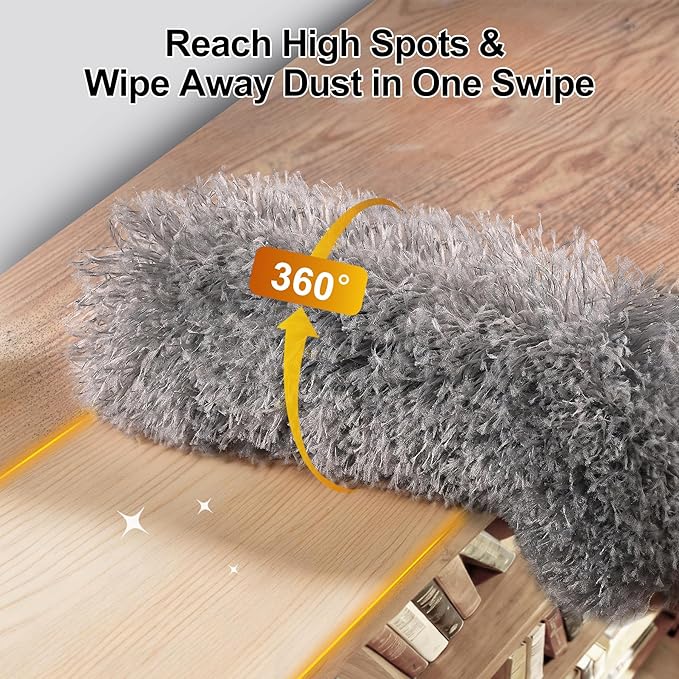 Microfiber Feather Duster 5-in-1 Kit, Dusters for Cleaning, Duster with Extension Pole 100 Inches, Cobweb Duster, Microfiber Dusters for High Ceilings and Fans, Blinds, Cars and Furniture