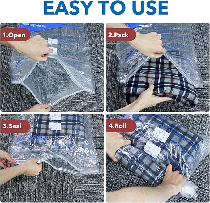 MEIQIHOME Vacuum Storage Bags, Space Saver Sealer Bags for Clothing, Pillows, Comforters, Blankets, Bedding, Travel, 12 Roll Bags, PA+PE Material