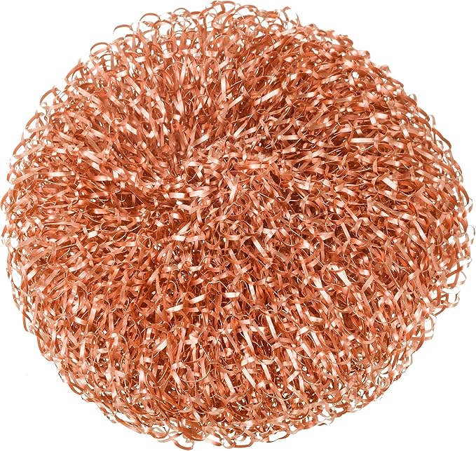 Redecker Copper Thread Pot Scrubber, Woven Copper Scouring Pads, 2 Pack Kitchen Scrubber for Pots Pans Sink Stove Stainless Steel, 3 in Diameter, Made in Netherlands